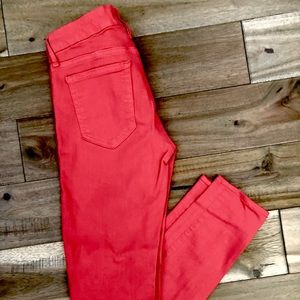 Red/pink skinny jeans